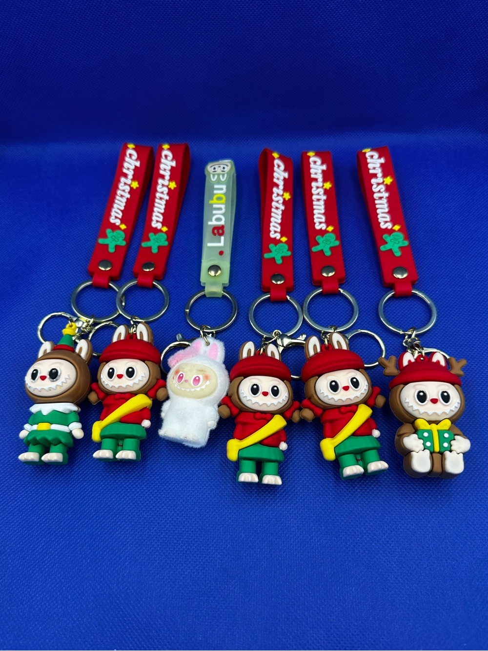 Holiday Labubu Rubber Character Festive Keyrings Set